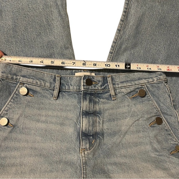 LOFT Wide Leg Jeans Size 8 High Rise Cropped Denim Blue Button Fly Women’s - Picture 7 of 7